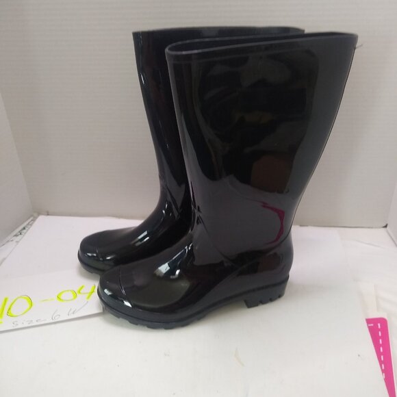 Time And Tru Black Rubber Garden Gloushes Rain Boots SZ 6 W Some marks - Picture 6 of 7
